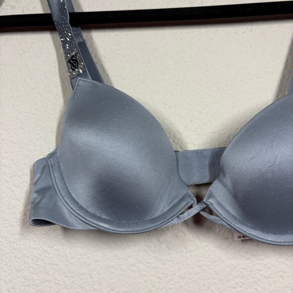 Victoria's Secret 32A Very Sexy Low Cut Demi Scattered Shine Bombshell Bra Gray - Picture 5 of 10